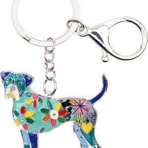 Cute Enamel Dog Keychain Keyring Pets Dog Keyrings for Women Purse Bag Accessori